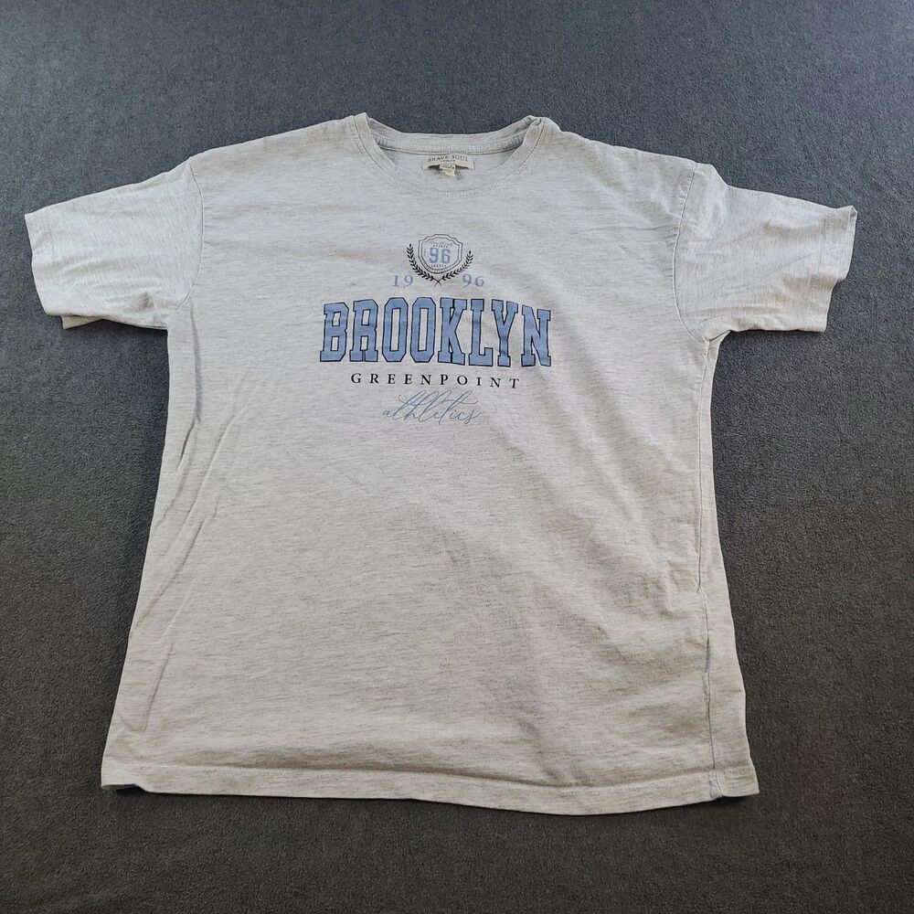 Brave Soul London t-shirt Greenpoint New York T-Shirt Brooklyn Size Large gray